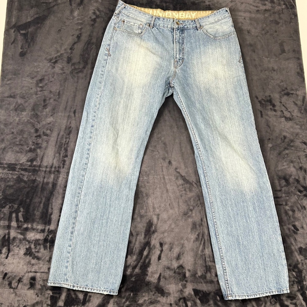 Unionbay Jeans Mens Y2K 38x32 Light Wash Straight Leg Denim Relaxed Fit